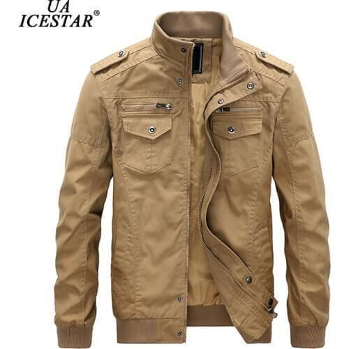 UAICESTAR Men Brand Autumn New Retro Casual Jacket Coat Mens Fashion Pocket Design Slim Washed Cotton Military Jacket Men 2020