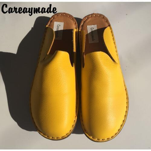 Careaymade-New Genuine leather shoes,Pure handmade flat shoes,Women the retro art mori girl slippers,Women fashion Casual shoes
