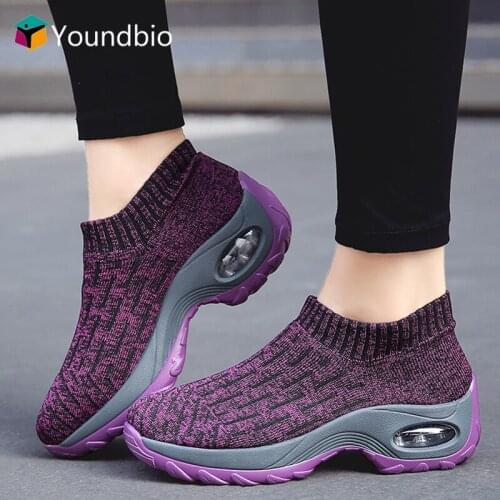 YOUNDBIO 2021 Platform Shoes For Women Breathable Air Sneakers Sport Running Socks Shoes Female Comfortable Casual Walking Shoes