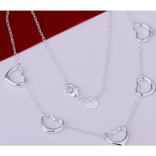 N121 Lucky Charm Silver Color Pendants For Women Jewelry Necklace Accessories Fashion Five Small Heart Necklace /dfaalwha