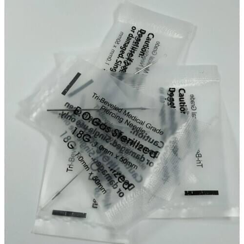 5 Pieces Disposable Sterile Body Piercing Needles Medical For Navel Nipple Ear Nose Lip Earring Eyebrow 12G/14G/16G/18G/20G