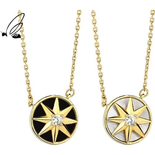 SSTEEL Sterling Silver 925 Octagonal Star Rotatable Pendant Necklaces For Womens Trendy Statement Fine Accessories Jewelry