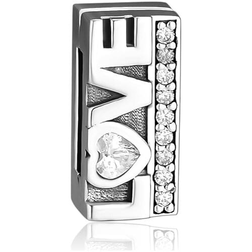Fits Pandora Charms Bracelets COCOLAND Reflexions Love Clip Beads 100% 925 Sterling-Silver-Jewelry Free Shipping