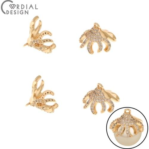 Cordial Design 30Pcs 14*19MM Jewelry Findings & Components/Bead Caps/CZ Charms/Hand Made/DIY Earrings Making/Jewelry Accessories