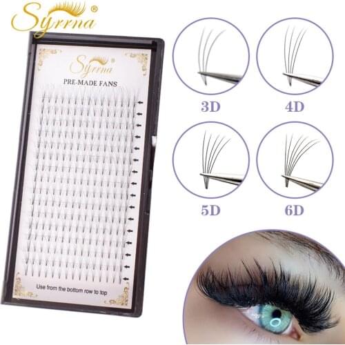 Syrrna Premade Volume Fans Short Stem 3D/4D/5D/6D Faux Mink Lash Russian Fan For Professional Soft Eyelash Extensions Makeup