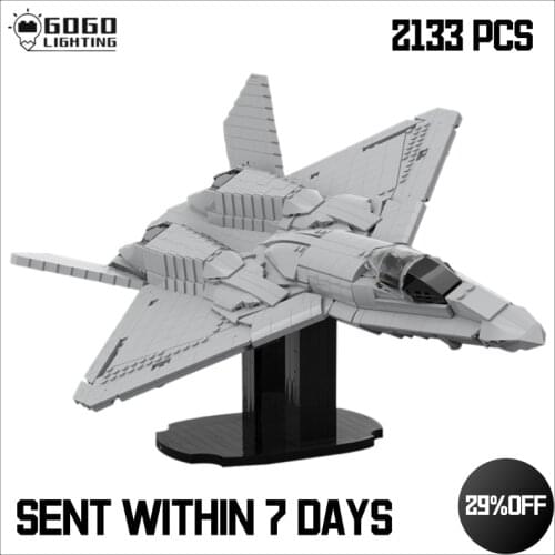 Military Yf-23 Black Ii Fighter Air Force Modern Weapons of War Building Blocks Aircraft Toys Kid Gift Buildmoc