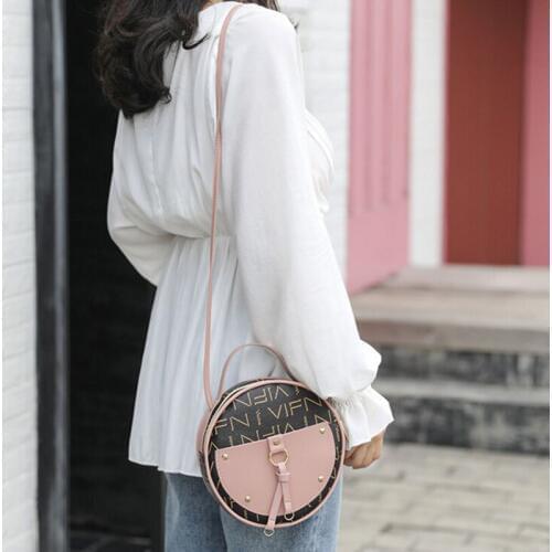 Women Round Crossbody Leather Shoulder Bag Tote Purse Handbag Messenger Satchel