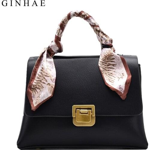 Luxury Designer Handbag For Women PU Leather Satchel Bag 2020 Vintage Scarf Crossbody Shoulder Bag Classic High Quality Flap Bag