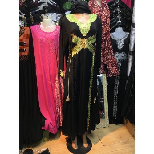 20209998FREE SHIPPING Dubai Abaya Middle East Robe Ramadan clothes diamond Embroide Kaftan Jibab Islamic Muslim Dress for women