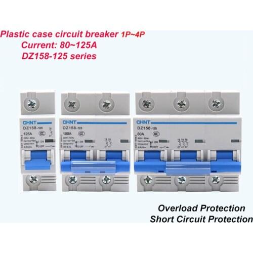 1PCS High-Power Air Switch DZ158-125 Pole Number 1P 2P 3P 4P Current 63A 80A 100A 125A Molded Case Circuit Breaker
