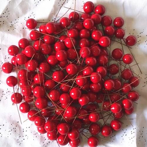 10/50/100pcs Berry 12mm Christmas Artificial Decoration Simulation Red Ball Ornament Fake Foam Fruit For Wreath DIY Home Decor