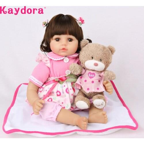 18 inch Reborn Baby lol dolls Silicone bebe Girl 47cm handmade reborn Kids Play Toys Alive Cute Menina Toddlers Children Toddler