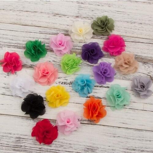 2.36" 20 Colors Classic Chiffon Rosette Fabric Flower Flat Back Or With Clip For Boutique hair acessories Wedding Accessories