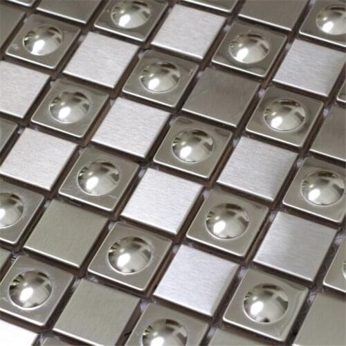 3D Cap Silver Brushed Stainless Steel Metal Mosaic Tille Background Wall, Store Showroom wall decoration home improvement