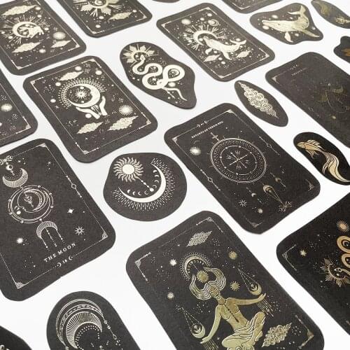 40 pcs Black Constellation girl Decorative Sticker Scrapbooking diy Stick Label Diary Stationery Album Journal gold Stickers