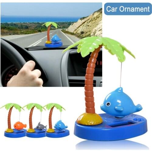 Car Ornament Solar Powered Innovative Tropical Fish Series Dancing Shaking Head Cartoon Animal Doll Dashboard Car Accessories