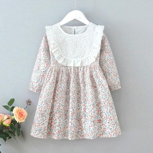 Floral Girls Dress 2021 New Long Sleeve Spring Summer Kids Dresses for Girl A-line Slim Baby Toddler Children Princess Costume