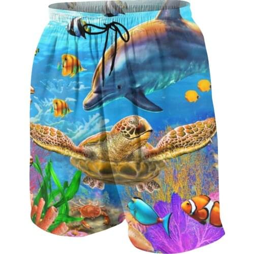 2021 Boy Girl Kids Undersea World Jellyfish Tortoise Fish Shorts Bottoms Summer New Print Swimming Panties Beach Holiday Shorts