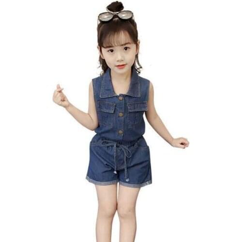 Children Summer Denim Sets 2020 New Shirts + Shorts 2pcs Set for Teen Girls Clothes Kids Girls Outfits 6 8 10 12 13 Years