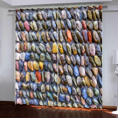 Photo Blackout Window Drapes Luxury 3D Curtains For Living room color stone curtains blackout curtains