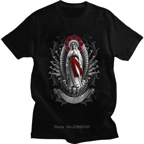 Fashion Men Santa Muerte T Shirt Short Sleeved Soft Cotton Lady Of Holy Death T-shirt Mexican Skull Tees Clothing Gift Harajuku