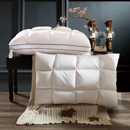 Bread Plaid cotton pillow filling 100% white goose down high quality Neck Health Memory Pillow Vertical Lining Fluffy Pillows