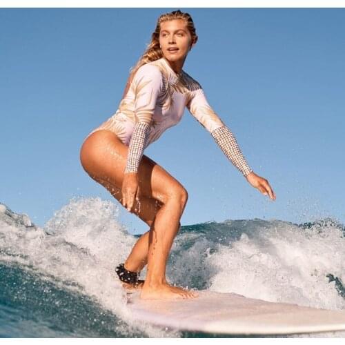 Swimming Surfing Women Bikini Leaf Print One Piece Swimsuit 2021 Wetsuits Beachwear Monikini Beachwear Long Sleeve Swimwear