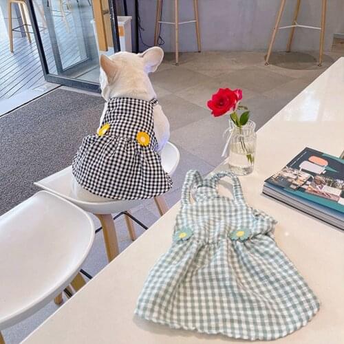 Summer Pet Dress for Dogs Plaid Dresses Princess Dog Clothes Fat Dog Dresses for Dogs Skirt Pug Chihuahua Puppy Dress Bulldog