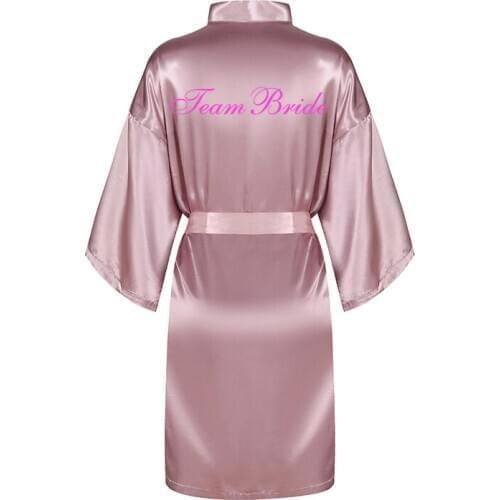 Mauve bride robe satin women kimono pink writing bridal pajamas wedding brideslmaid gift mother sister of the bride groom robes
