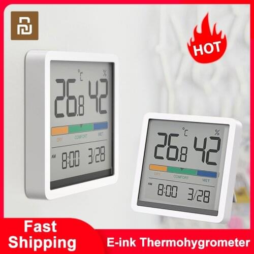 2021 Youpin LCD Electronic Digital Temperature Humidity Clock Meter Thermometer Hygrometer Indoor Outdoor Weather Station Clock