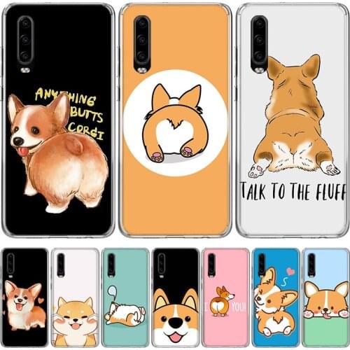Cartoon Corgi Super Cute Dog Silicon Phone Case For Huawei P30 P20 P40 P10 Mate 30 20 10 Pro Lite P Smart Z Plus + Pattern Cover
