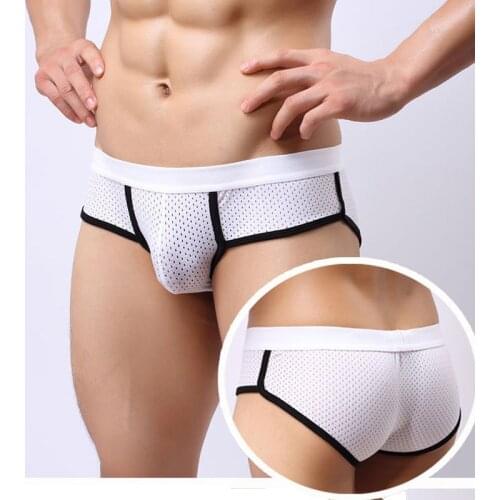 New Brand Mens Briefs Underwear Slip Mesh Shorts Cueca Gay sexy See-through Underwear Male panties Breathable Hollow underpants