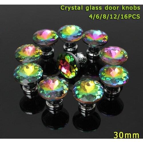 New 30mm Diamond Shape Design Crystal Glass Knobs Cupboard Pulls Drawer Knobs Kitchen Cabinet Handles Furniture Handle Hardware