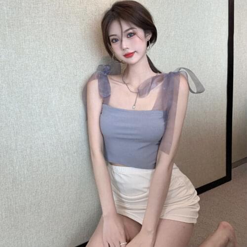 New Skinny Y2k Tops Sexy Club Spaghetti Strap Black Summer Sleeveless T Shirts for Women Backless Slim Off Shoulder Tees