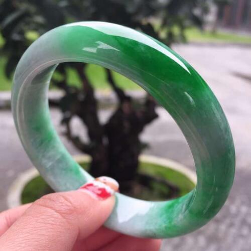 Send Certificate Natural and Burma Jade A-Class 54-62mm Light Green Two-Color Jade Bracelet Exquisite Princess Bracelet Send Mom