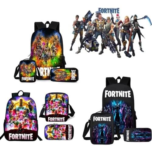 Men Backpack Fortnite 3pcs Student Schoolbag Waterproof Knapsack Game Toys Pencil Case School Supplies Bags for Boys Girls Gifts