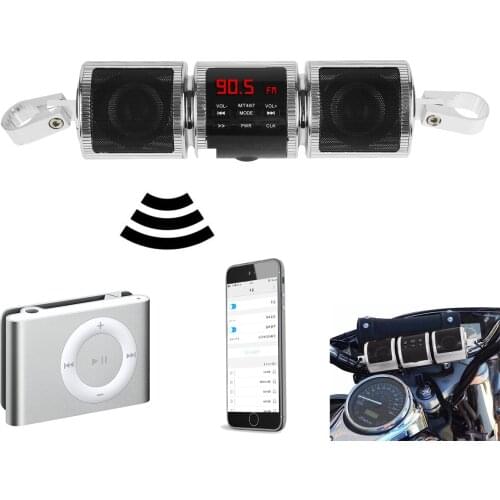 Motorcycle BT Stereo Speaker Digital Display Clock FM Radio USB MP3 Audio Sound System Waterproof Low Bass HiFi Stereo Speakers