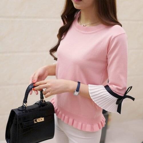 Chic han edition sweater coat horn sleeve female 2021 new agaric sets chiffon cute sweater of girl