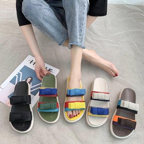 Womens Canvas Slippers 2021 Summer New All-match Rubber Soft Sole Bow Non-slip Slip-on Slippers Women Beach Shoes