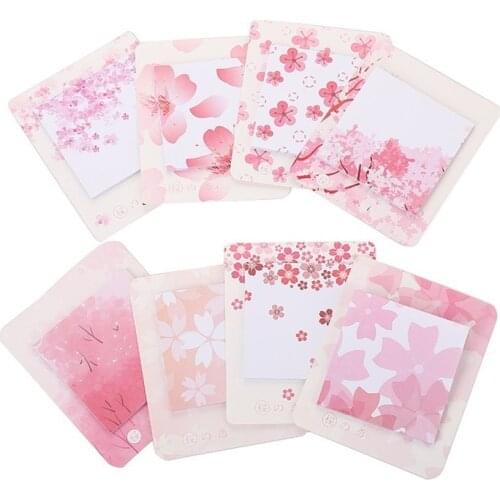 20 PCs Beautiful Cherry Blossom Sticky Notes Creative Pink Sticky Notes Student Sticky Notes Office Tearable Notebook Removable