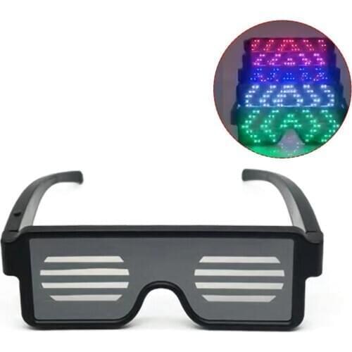 USB Charging LED Lighting Eyeglasses 4 Colors 10 Patterns Luminous Glasses for Halloween Bar KTV