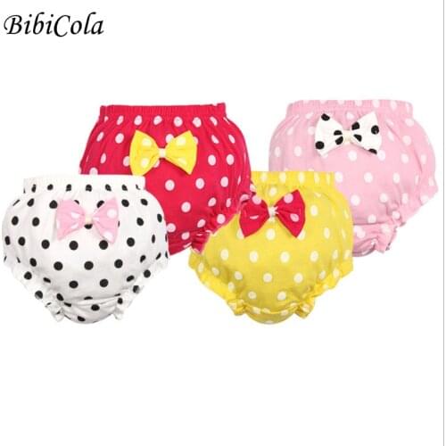 BibiCola 4 Piece/Lot 100%Cotton Baby Underpants Kids Girl Infant Fashion Stripe Bow Panties For Children High-Quality Shorts