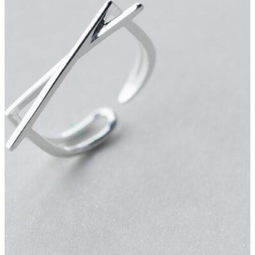 Womens Real. 925 Sterling Silver Jewelry Crossed Geometric RING Adjustable GTLJ1239