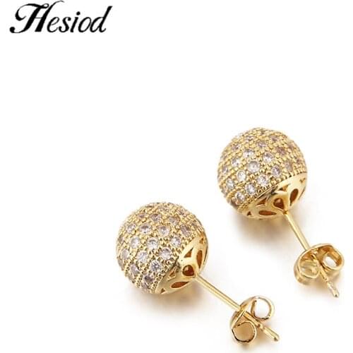1 Pairs Copper Micro Pave Zirconia 15mm Or 19mm Or 21mm Disco Ball Beads Stud Earrings Suitable for Girls Or Ladies Gifts