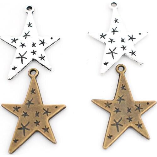 NEW 28x22x1.5mm 10pcs Two Colors Plated Star Charms Pendant For Making DIY Handmade Necklace bracelet Jewelry