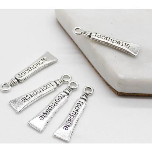 10pcs fashion silver plated toothpaste pendant personalized creative DIY necklace jewelry making