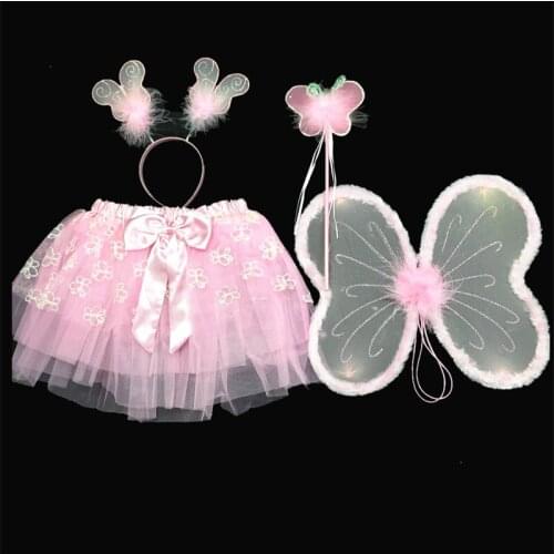10pack Princess Fairy Wings Butterfly Feather Headband Skirt Wands Girl Angel Costume Dress Up for Birthday Party Christmas