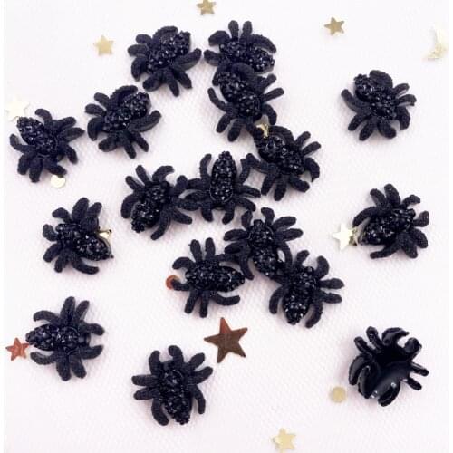 150pcs Delicate Black Spider Flatback Rhinestone Applique DIY Christmas Scrapbook Jewelry Stone Craft SF977*5