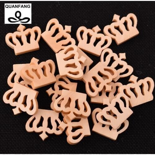 QUANFANG 20pcs 2 hole wooden button Crown pattern DIY scraping quilting sewing decorative crafts home decoration