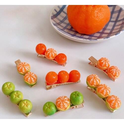 2021 Girls Cute Creative Hairpin Fruit Side Top Hair Clips Headdress Orange Hair Ornament Fashion Hair Accessories